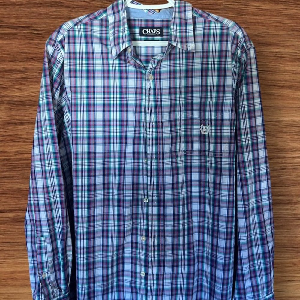 Chaps Ralph Lauren Shirt Men's Collared Long Sleeve Button Up Size Large